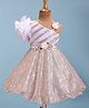 Rassha Sleeveless Floral Applique Detailed & Pearls Embellished Knee Length Dress - Light Peach