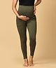 The Mom Store Cotton Spandex Knit Solid Comfy Maternity Leggings - Olive Green