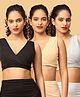 The Mom Store Cotton Knit Pack Of 3 Solid Maternity Nursing Sleep Bras - Black Beige & Grey