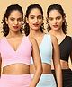The Mom Store Cotton Knit Pack Of 3 Solid Maternity Nursing Sleep Bras - Blue Pink & Black