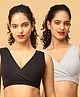 The Mom Store Cotton Knit Pack Of 2 Solid Maternity Nursing Sleep Bras - Black & Grey