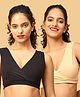 The Mom Store Cotton Knit Pack Of 2 Solid Maternity Nursing Sleep Bras - Black & Beige