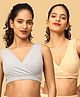The Mom Store Cotton Knit Pack Of 2 Solid Maternity Nursing Sleep Bras - Grey & Beige