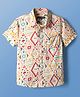 Pine Kids Viscose Woven Half Sleeves Abstract Printed Shirt - White