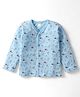 Tango Single Jersey Knit Full Sleeves Front Open Jhabla With Bunny Print - Aqua Blue