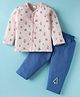 Tango Single Jersey Knit Full Sleeves Night Suit With Christmas Print - Peach