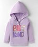 Tango Looper Knit Full Sleeves Hooded T-Shirt With Floral & Text Print - Mauve