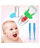 Safe-O-Kid 4-in-1 Baby Combo  Feeding Spoons, Fruit Nibbler & Finger Brush | Safe & BPA-Free (Assorted)