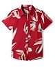 Pine Kids Viscose Woven Half Sleeves Shirt With Abstract Print - Red