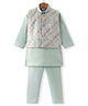 Ridokidz Full Sleeves Solid Kurta & Pyjama With Ethnic Motif Embroidered & Sequins Embellished Jacket Set - Pista