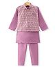 Ridokidz Full Sleeves Solid Kurta & Pyjama With Floral Embroidered Jacket Set - Onion Pink