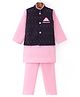 Ridokidz Full Sleeves Solid Kurta & Pyjama With Ethnic Motif Embroidered Jacket Set - Light Pink