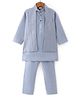 Ridokidz Full Sleeves Solid Kurta & Pyjama With Floral Embroidered Jacket Set - Light Blue