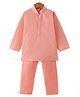 Ridokidz Full Sleeves Floral Embroidered Kurta & Pyjama Set - Peach
