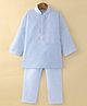Ridokidz Full Sleeves Floral Foil Embroidered Kurta & Pyjama Set - Light Blue