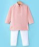 Ridokidz Full Sleeves Floral Embroidered Kurta & Pyjama Set - Peach