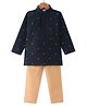 Ridokidz Full Sleeves Ethnic Motif Embroidered Kurta & Pyjama Set - Black