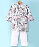 Ridokidz Full Sleeves Floral Printed Kurta & Pyjama Set - White & Grey