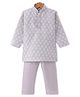 Ridokidz Full Sleeves Ethnic Motif Embroidered Kurta & Pyjama Set - Grey