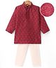 Ridokidz Full Sleeves Floral Embroidered & Foil Printed Kurta & Pyjama Set - Maroon