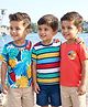 Babyhug 100% Cotton Knit Half Sleeves Striped & Beach Theme Printed T-Shirts Pack of 3 - Multicolor