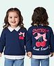 Babyhug Fleece Knit Full Sleeves Overlapped Sweatshirt With Front & Back Cherry Print - Navy Blue