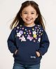 Babyhug Fleece Knit Full Sleeves Floral Applique & Butterfly Printed Sweatshirt - Navy Blue