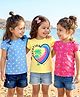 Babyhug 100% Cotton Knit Half Sleeves T-Shirts with Heart & Beach Theme Print Pack of 3 - Yellow Dark Pink & Blue