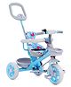 Plug & Play Tricycle with Height Adjustable Parental Push Handle - Blue| Cushion Seat with Harness| Foldable Footrest| Puncture Proof Wheels| Storage Baskets| Removable Safety Bar| Soft Grip Handle