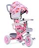 Plug & Play Tricycle with Parental Push Handle & Foldable Canopy- Pink| Cushion Seat with Harness| Foldable Footrest| Puncture Proof Wheels| Storage Baskets| Removable Safety Bar| Soft Grip Handle