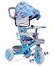 Plug & Play Tricycle with Parental Push Handle & Foldable Canopy- Blue| Cushion Seat with Harness| Foldable Footrest| Puncture Proof Wheels| Storage Baskets| Removable Safety Bar| Soft Grip Handle