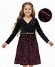 Hola Bonita Knit Full Sleeves Velvet Sequin Party Dress With Belt- Pink