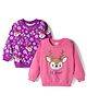 Babyhug Cotton Knit Full Sleeves Sweatshirts With Floral & Reindeer Print Pack of 2 - Pink & Purple