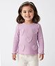 Bonfino 100% Cotton Rib Fabric Full Sleeves T-Shirt with Hear Applique - Lavender