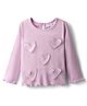 Bonfino 100% Cotton Rib Fabric Full Sleeves T-Shirt with Hear Applique - Lavender