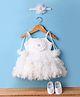 Enfance Sleeveless Floral Applique Detailed & Pearl Embellished Knee Length Dress With Headband & Booties Set - White