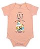 FFlirtygo Cotton Knit Fathers Day Theme Half Sleeves Happy 1st Fathers Day Daddy Text Printed Onesie - Peach