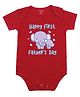 FFlirtygo Fathers Day Theme Cotton Half Sleeves Happy First Fathers Day Text Printed Onesie - Red