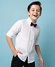 Pine Kids Cotton Woven Full Sleeves Solid Party Shirt with Attached Bow - White
