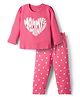 Babyhug Cotton Knit Full Sleeves Night Suit with Mommy's Mini & Heart Print - Pink