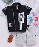 TOONYPORT Cotton Knit Half Sleeves My Life Text Puff Printed Tee & Shorts Set - Black