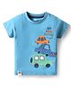 Pink Rabbit Single Jersey Knit Half Sleeves T-Shirt with Car Print - Light Blue