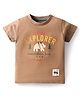 Pink Rabbit Single Jersey Knit Half Sleeves T-Shirt with Text Print - Light Brown