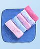 Pink Rabbit Terry Knit Hand & Face Towel With Animal Print Pack Of 6 L 23.5 x B 22 cm - Multicolour
