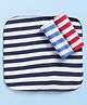 Pink Rabbit Terry Knit Wash Cloth with Stripe Design Pack of 3 L 29.5 x B 29.5 cm - Navy Blue Royal Blue & Red