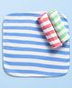 Pink Rabbit Terry Knit Wash Cloth with Stripe Design Pack of 3 L 29.5 x B 29.5 cm - Orange Light Blue & Green