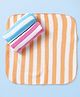 Pink Rabbit Terry Knit Wash Cloth with Stripe Design Pack of 3 L 29.5 x B 29.5 cm - Yellow Light Blue & Pink