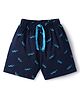 Pink Rabbit Single Jersey Knit Knee Length Shorts With Skateboard Print - Navy Blue