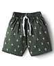 Pink Rabbit Single Jersey Knee Length Shorts With Coconut Tree Print - Dark Green