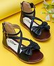 Tiny Bugs Bow Applique Detailed Colour Blocked Sandals With Zipper Closure - Navy Blue